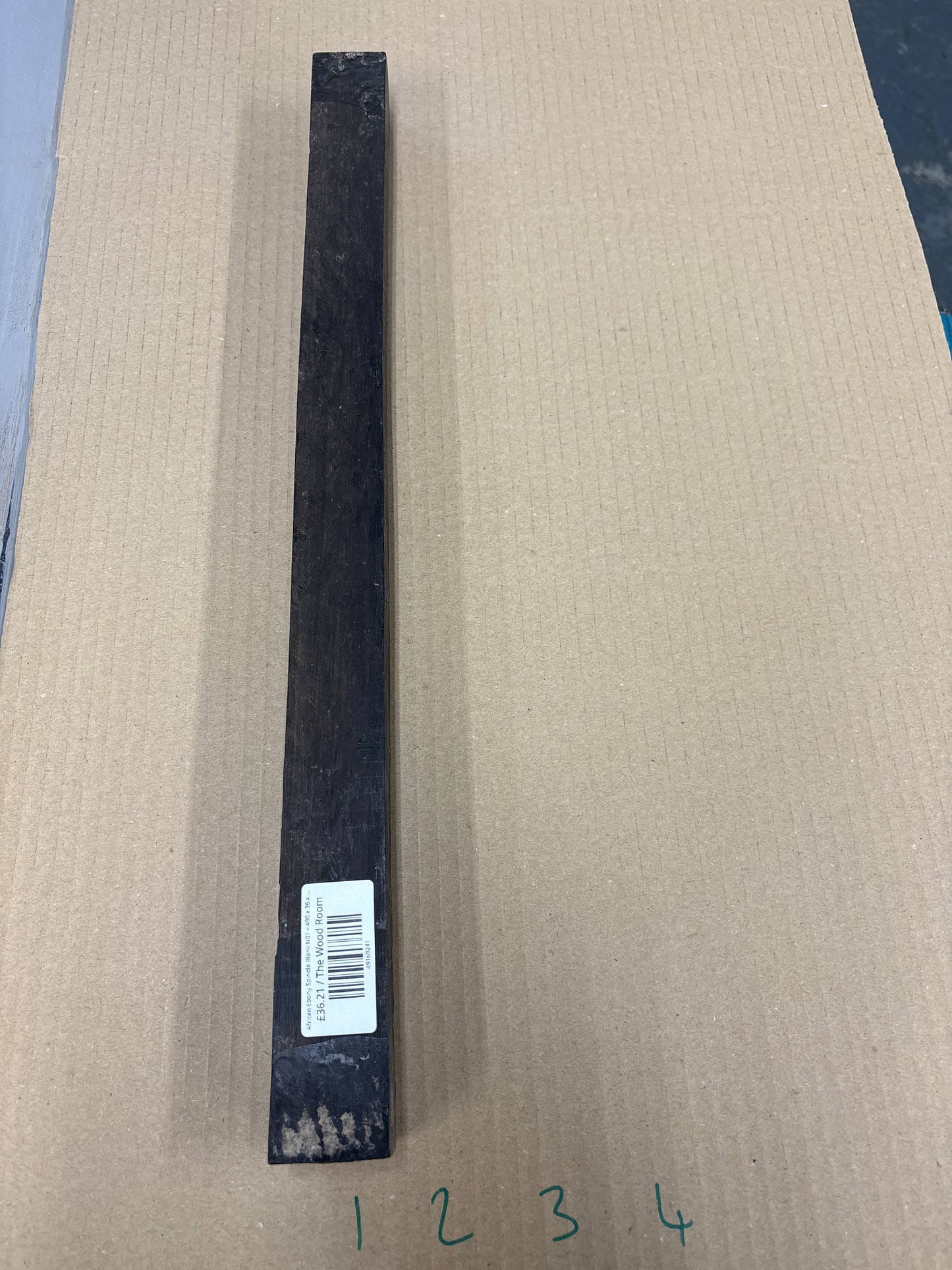African Ebony Spindle Blank N01 – 490 x 36 x 36mm