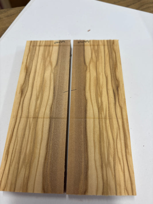 Olive Wood OW01 — Knife Scales | Bookmatched Pair | 150 × 50 × 12mm