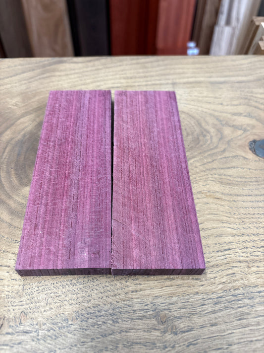 Purpleheart PHKS02 — Knife Scales | Flat Sawn Long Grain Pair | 155 × 52 × 11mm