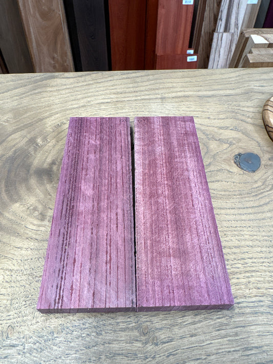 Purpleheart PHKS01 — Knife Scales | Flat Sawn Long Grain Pair | 155 × 52 × 11mm