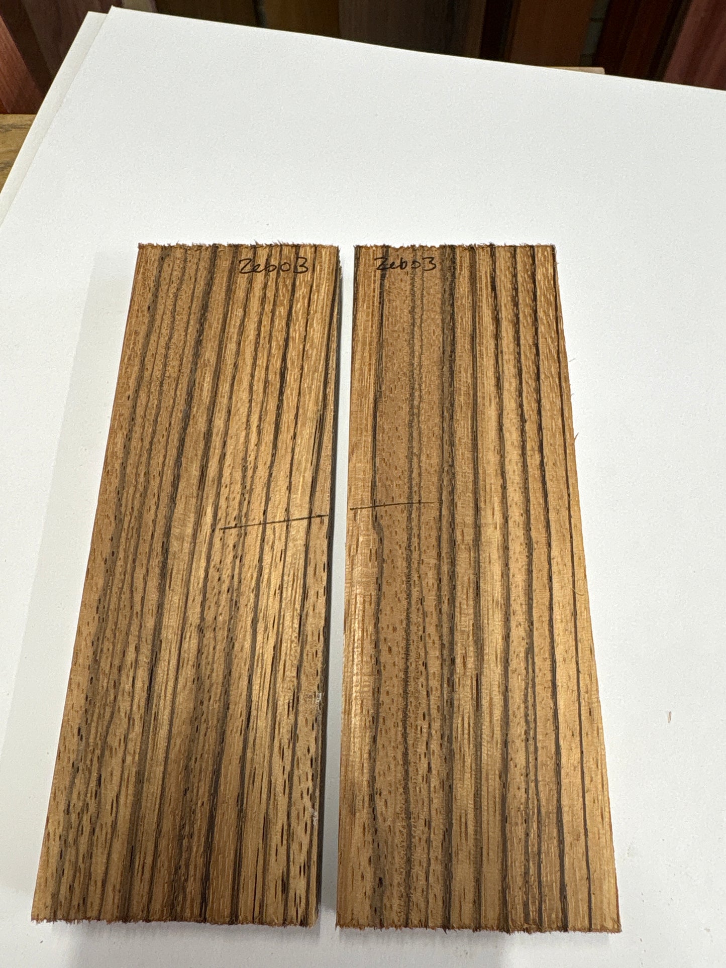 Zebrano ZEB03 — Knife Scales | Matched Pair | 150 × 50 × 12mm