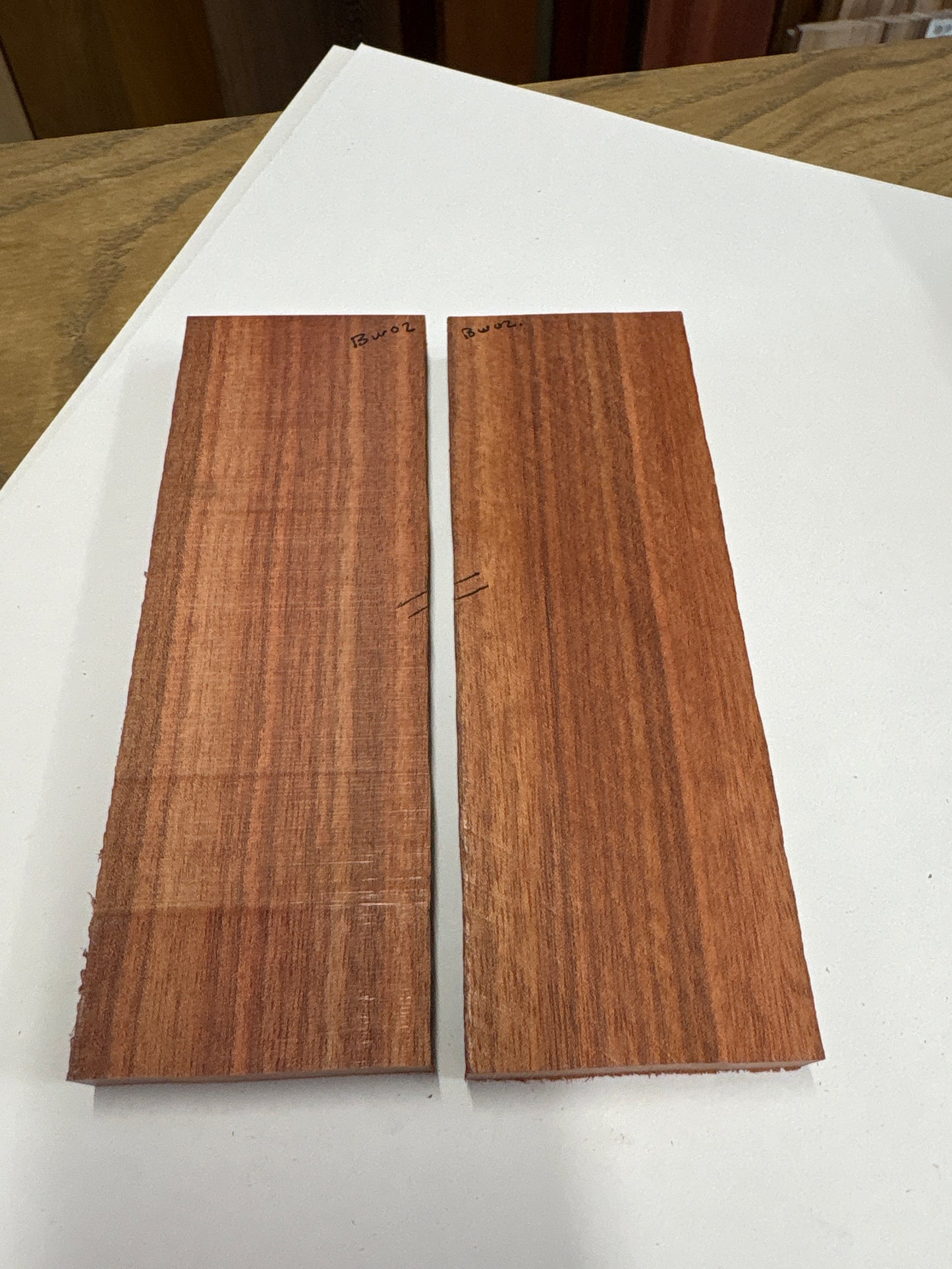 Bloodwood BW02 — Knife Scales | Bookmatched Pair | 150 × 52 × 12mm